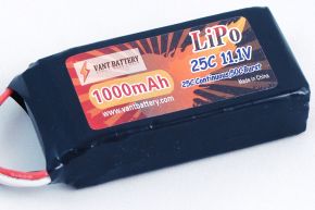 11.1V 3S 1000mAh 25C soft case battery with JST Connector
