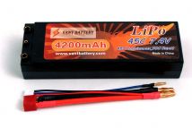 7.4V 4200mAh 45C bullet hard case LIPO battery with T plugs