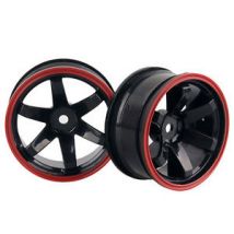 1:10 Wheel Set - Black Red Out-line 6 spokes 6mm Offset (4 pieces) - 701A
